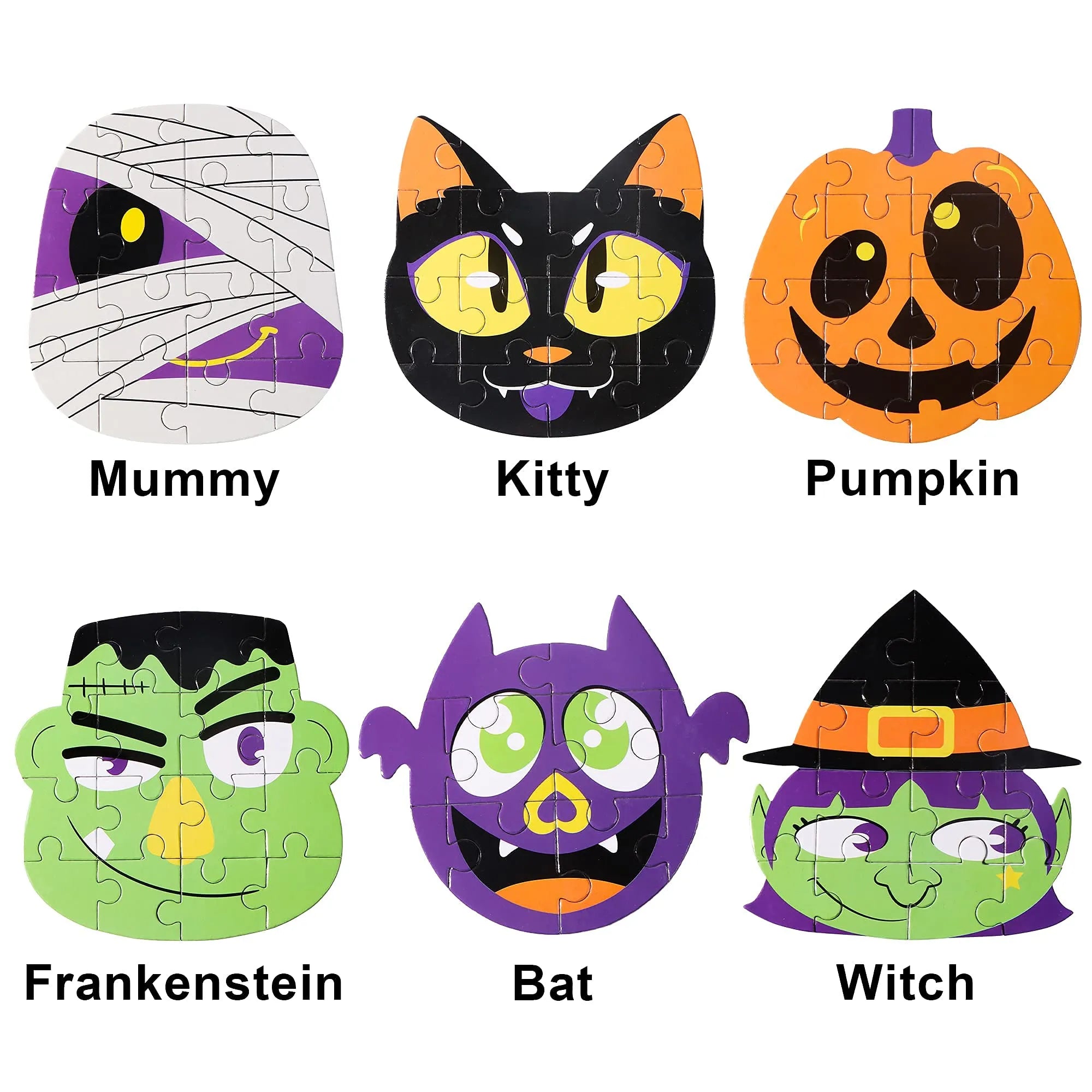 36-Piece Halloween Jigsaw Puzzle Set in Blind Boxes Featuring 6 Characters on Paper Board