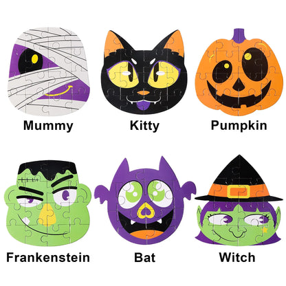 36-Piece Halloween Jigsaw Puzzle Set in Blind Boxes Featuring 6 Characters on Paper Board