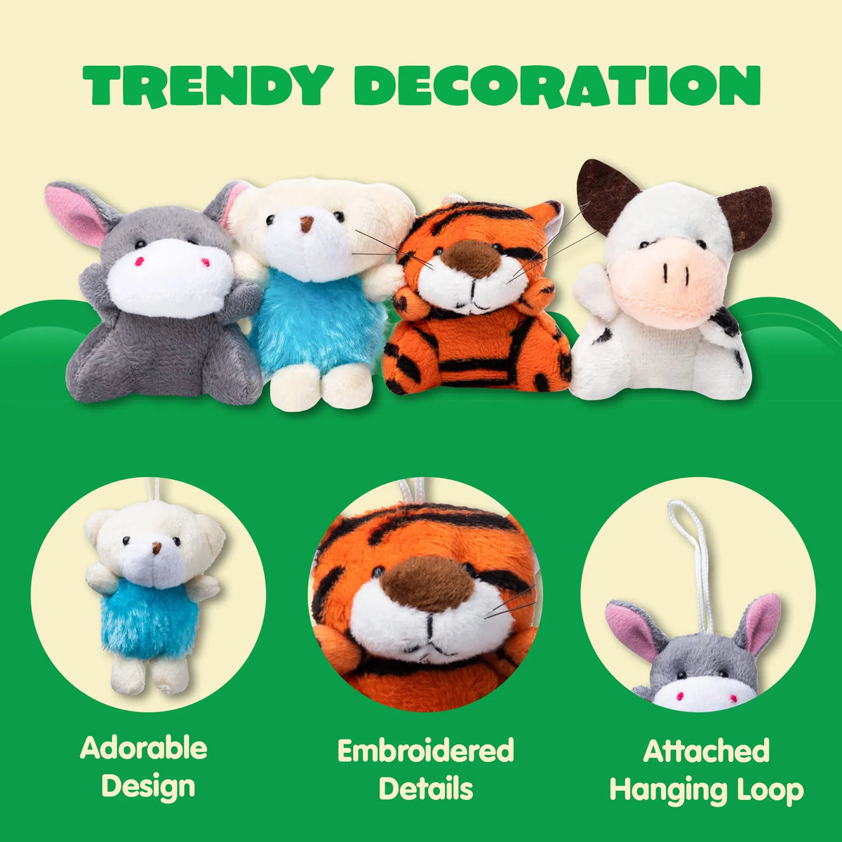 36-Piece Mini Plush Animal Toy Set (2.5-3 Inches, No Egg Shells)