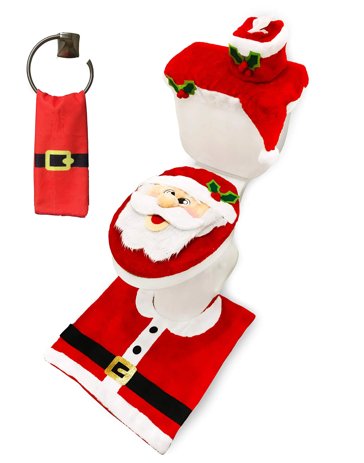 10 Pcs Santa and Snowman Bathroom Decor Set