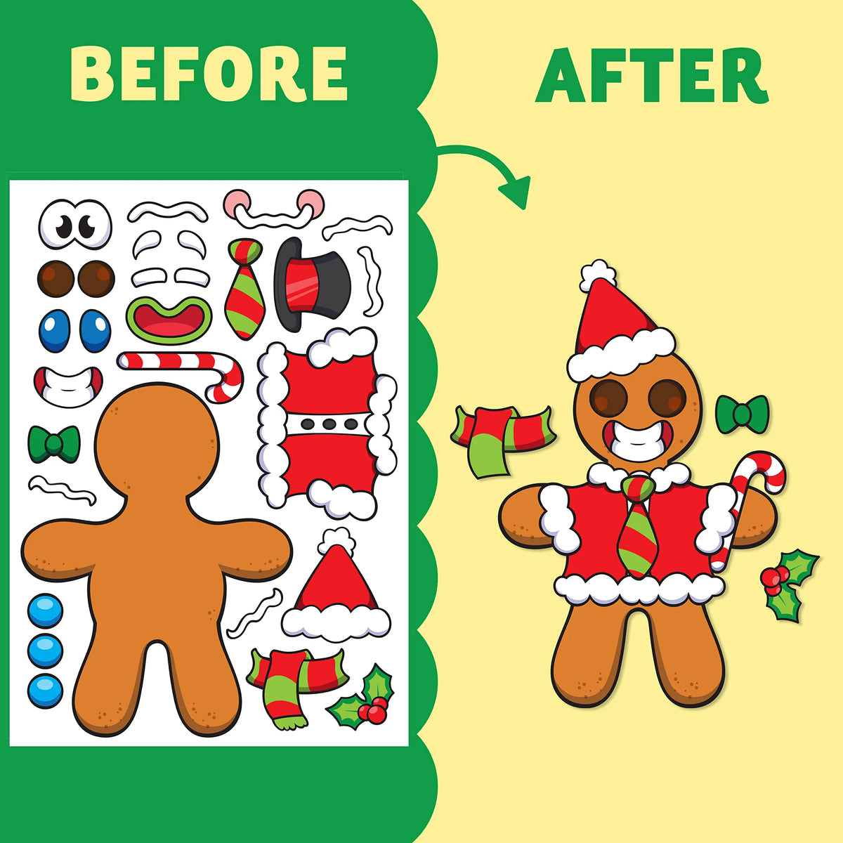 Make-a-Face Gingerbread Set with Trees, 36 Pieces