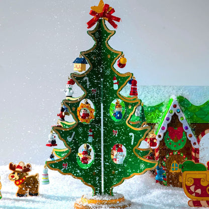 Wooden Tabletop Christmas Tree Advent Calendar