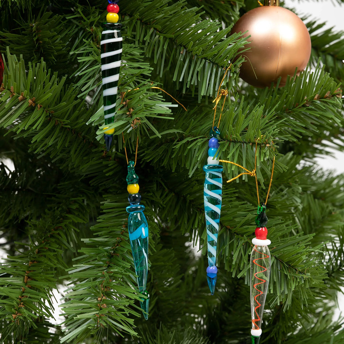 12 Glass Icicle Ornaments