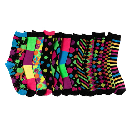 12 Pairs Paint Splash Patterned Crew Socks
