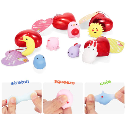28-Pack Mochi Squishy Toys with Valentine's Day Cards for Kids