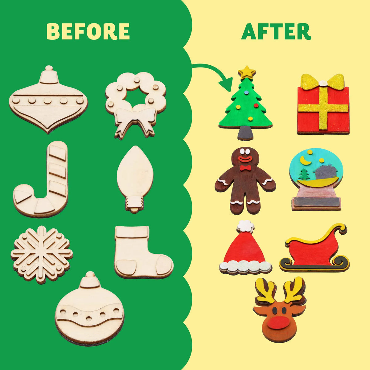 Christmas Wooden Magnet Painting Kit - Creative Arts & Crafts