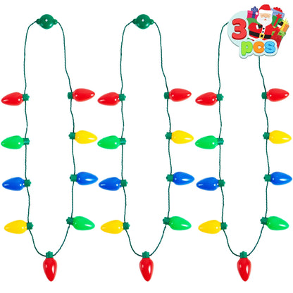 3-Pack Christmas Necklace with 9 Light Bulbs