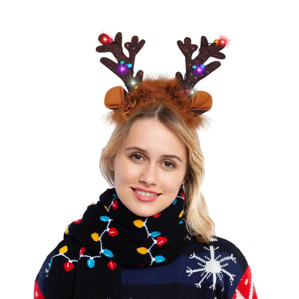 Christmas Light-Up Reindeer Headband (4 Pack)