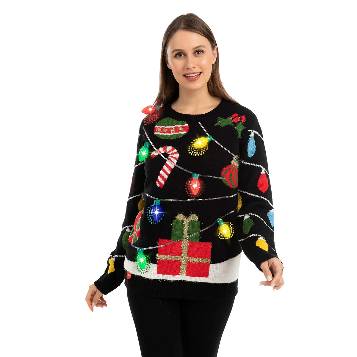 Women's Light-Up String Lights Ugly Sweater
