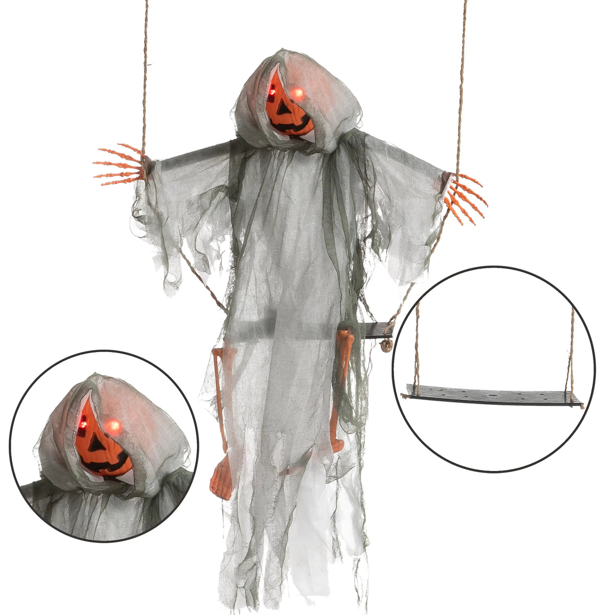 2-Pack Halloween Lighted Swinging Pumpkin & Witch