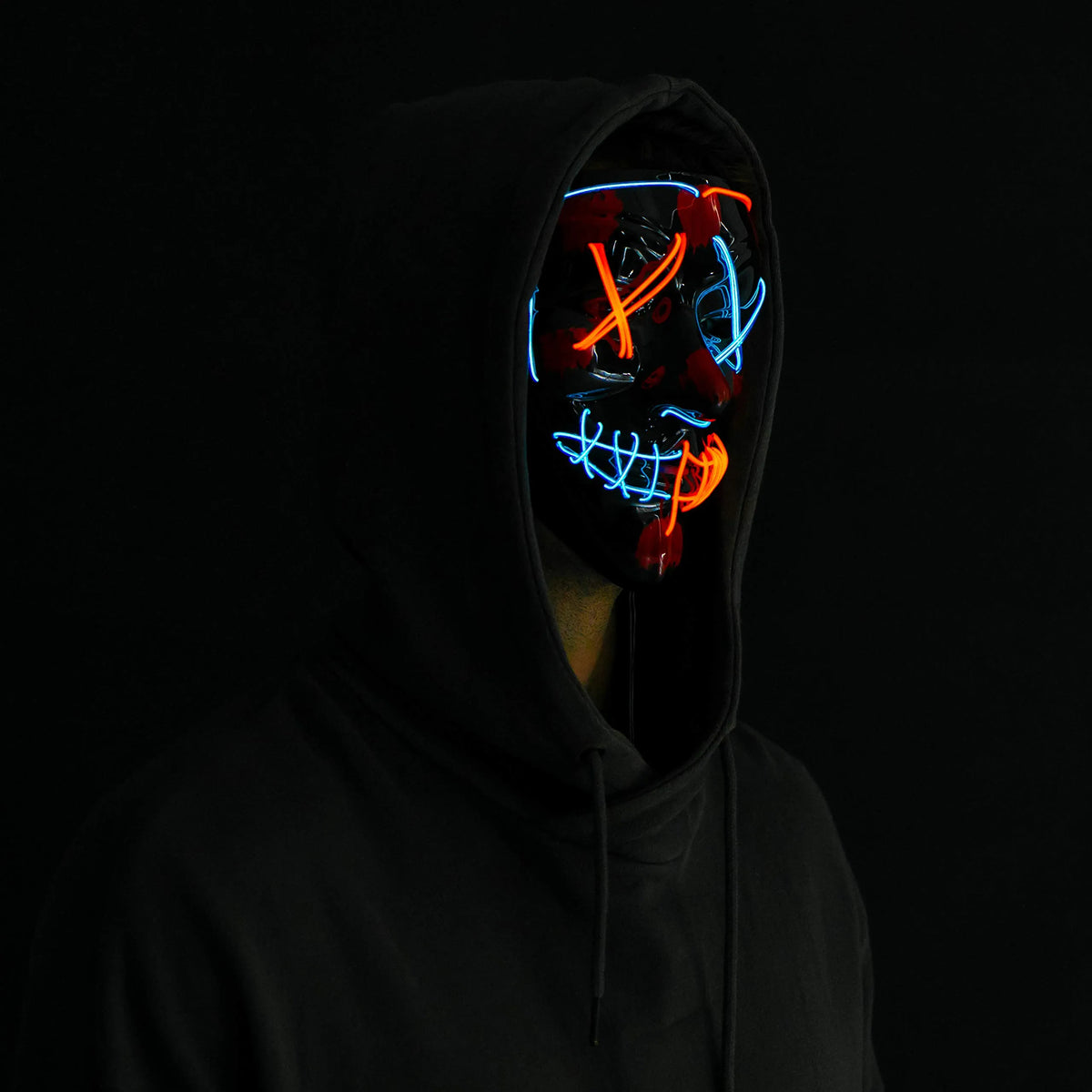 Halloween LED Mask with Light-Up Gloves (Blue & Red)