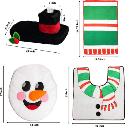 10 Pcs Santa and Snowman Bathroom Decor Set