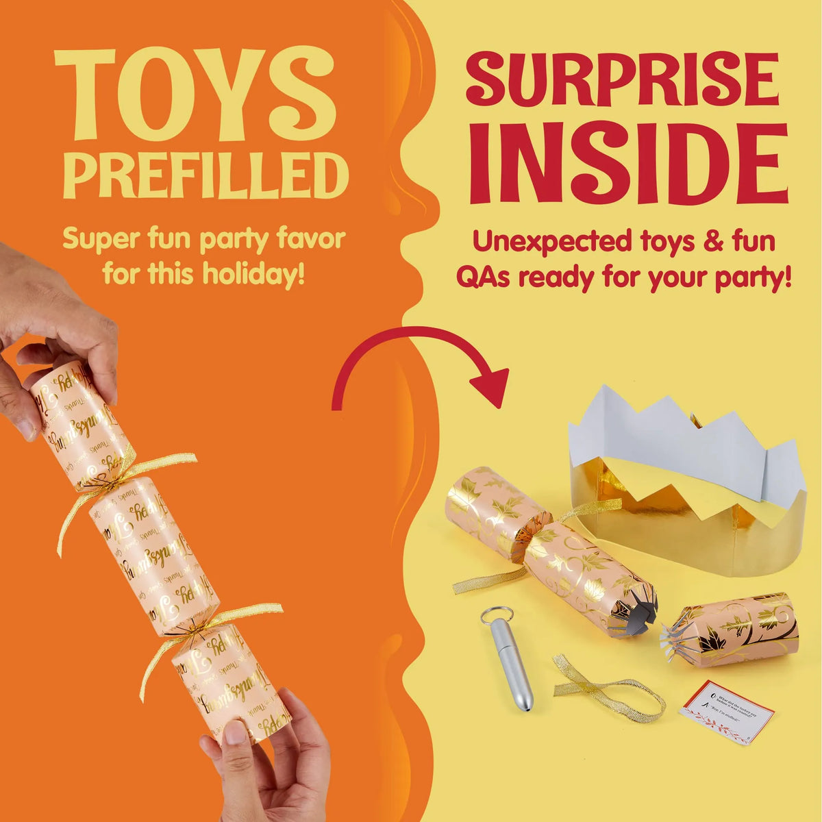 8-Piece Thanksgiving Cracker Set in Gold Theme