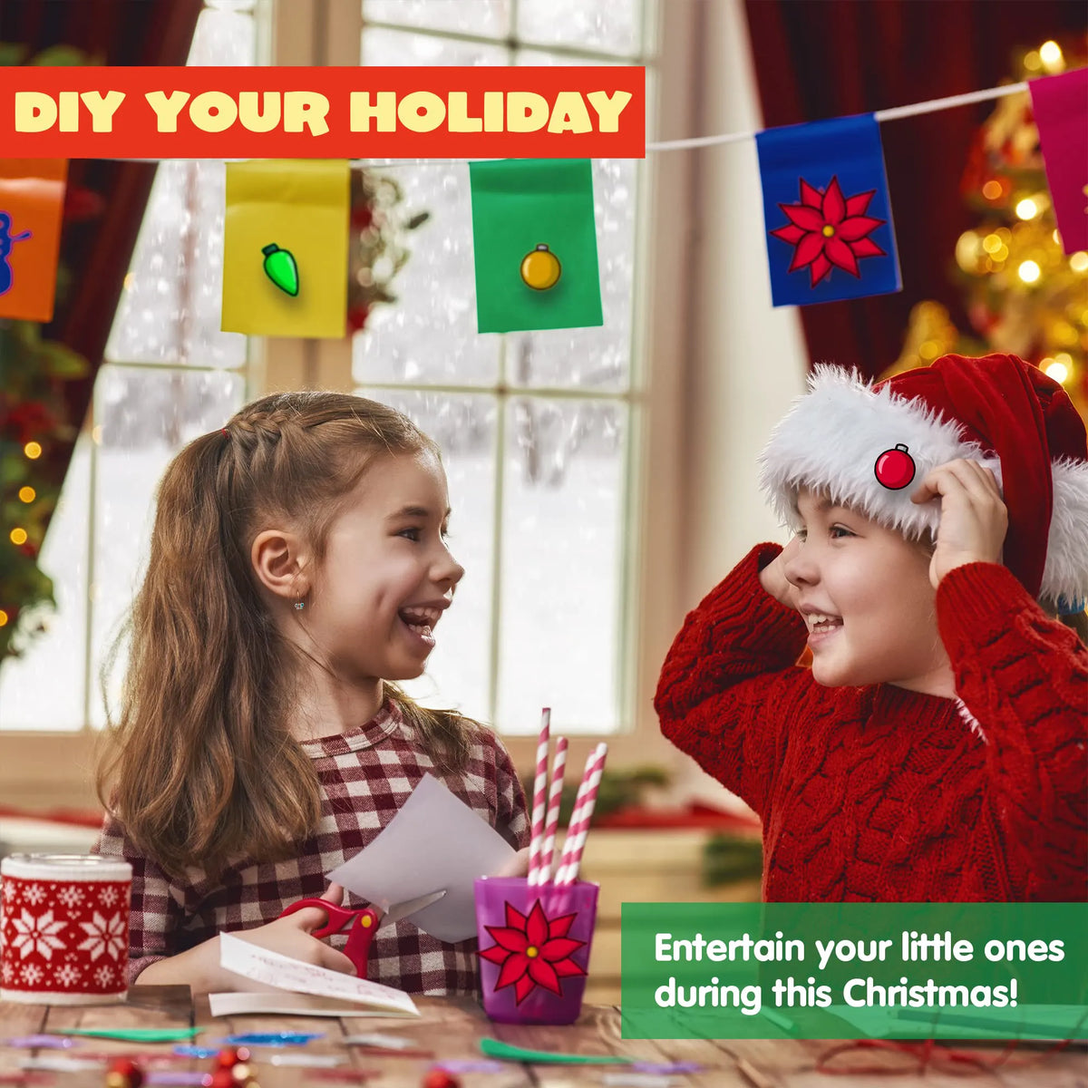 Make-a-Face Christmas Stickers, 6 Designs, 36 Pieces