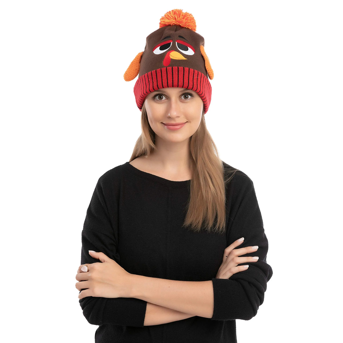 Thanksgiving Pom Pom Beanie Hats (Set of 2)