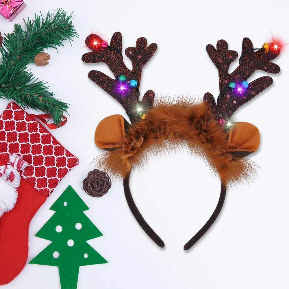 Christmas Light-Up Reindeer Headband (4 Pack)