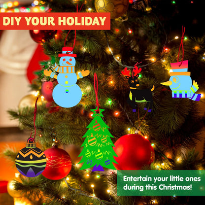 72-Piece Rainbow Scratch Christmas Ornaments
