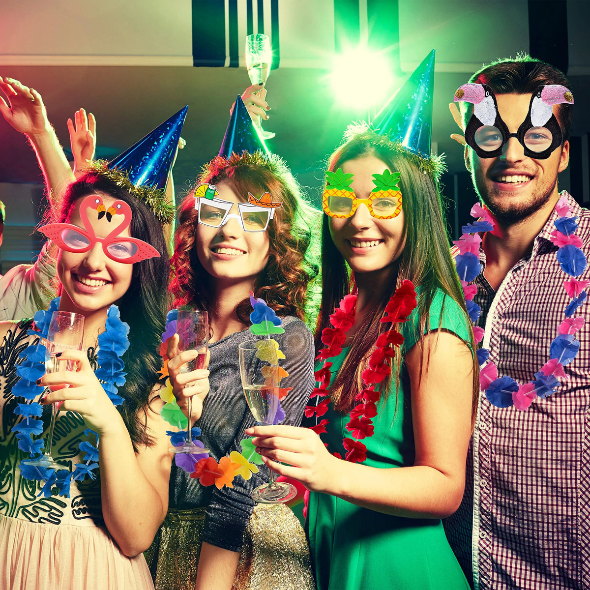 Luau Leis with Glasses, 24 Pack