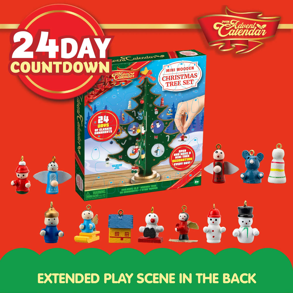 Wooden Tabletop Christmas Tree Advent Calendar