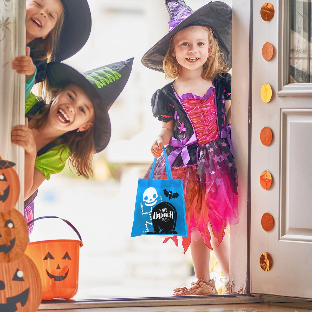 Halloween Non-Woven Colorful Tote Gift Bags (32-Pack)