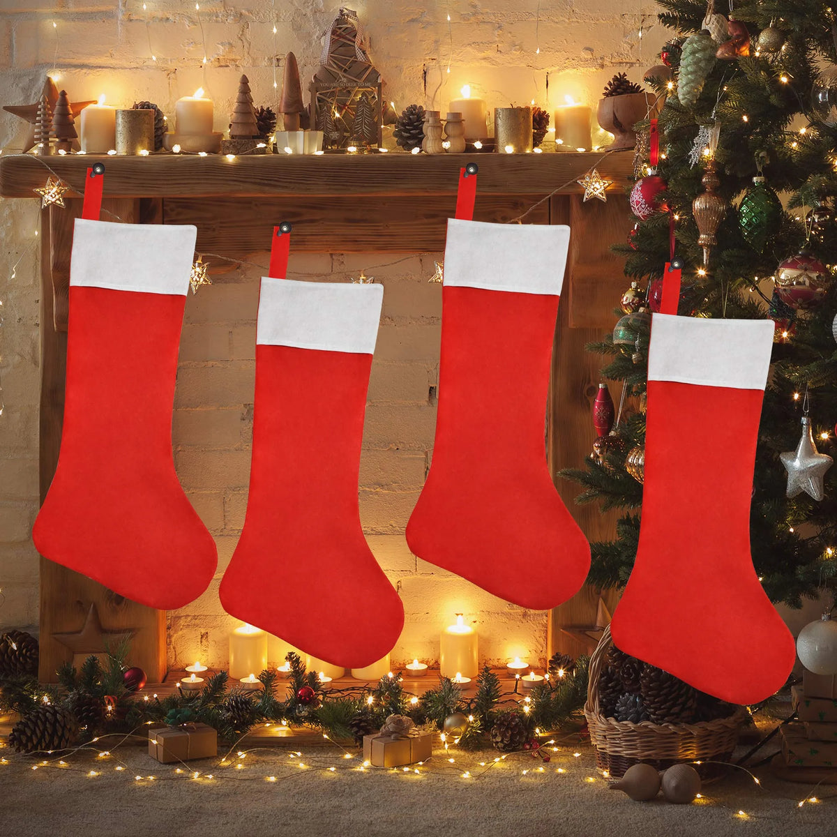 4-Piece 36-Inch Jumbo Felt Christmas Stockings