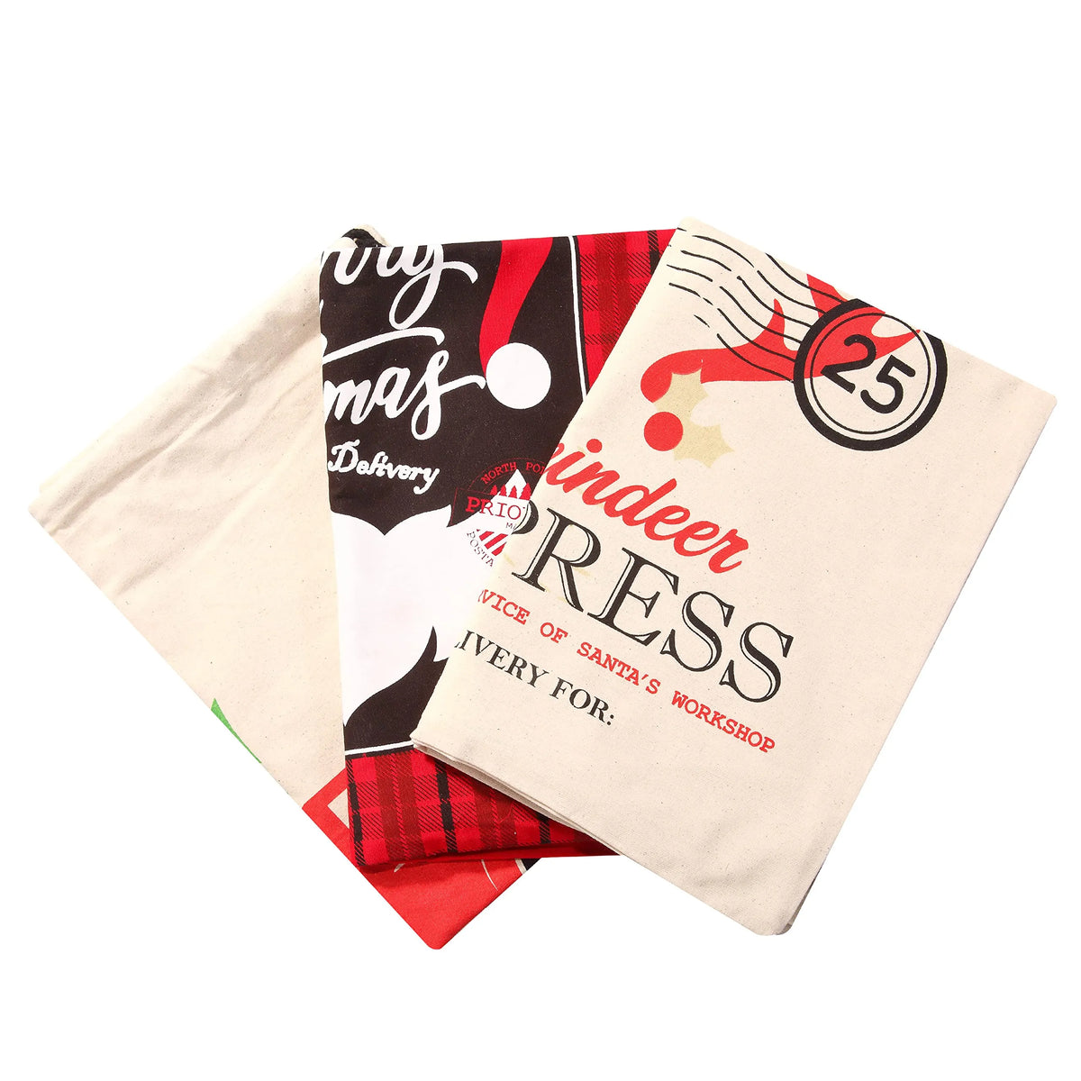 Christmas Canvas Burlap Gift Bags (3-Pack)