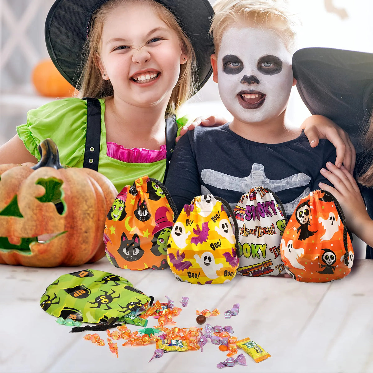 Drawstring Goody Treat Bags, 60 Pack
