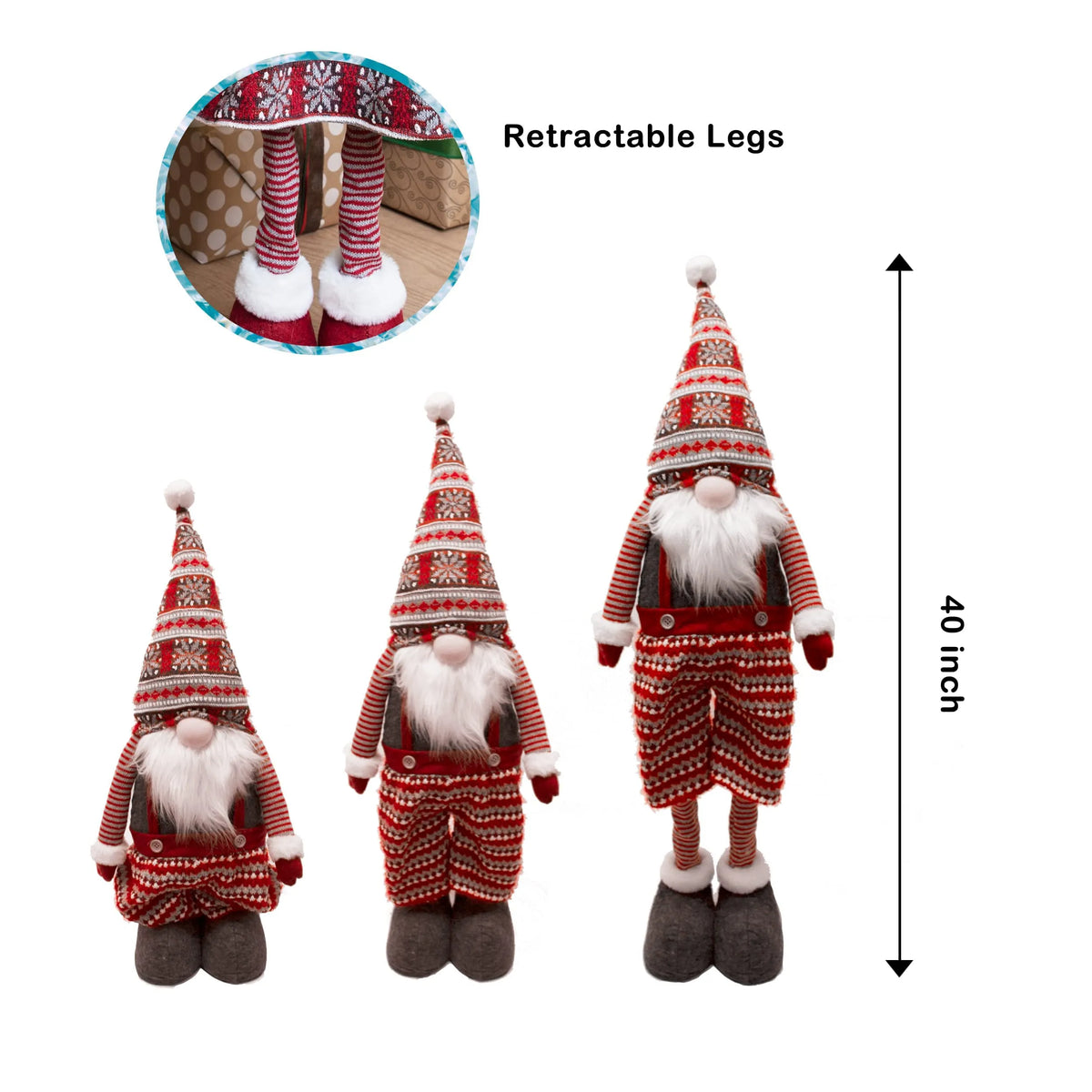 Tall Knitted Gnome Couple, 40 Inches