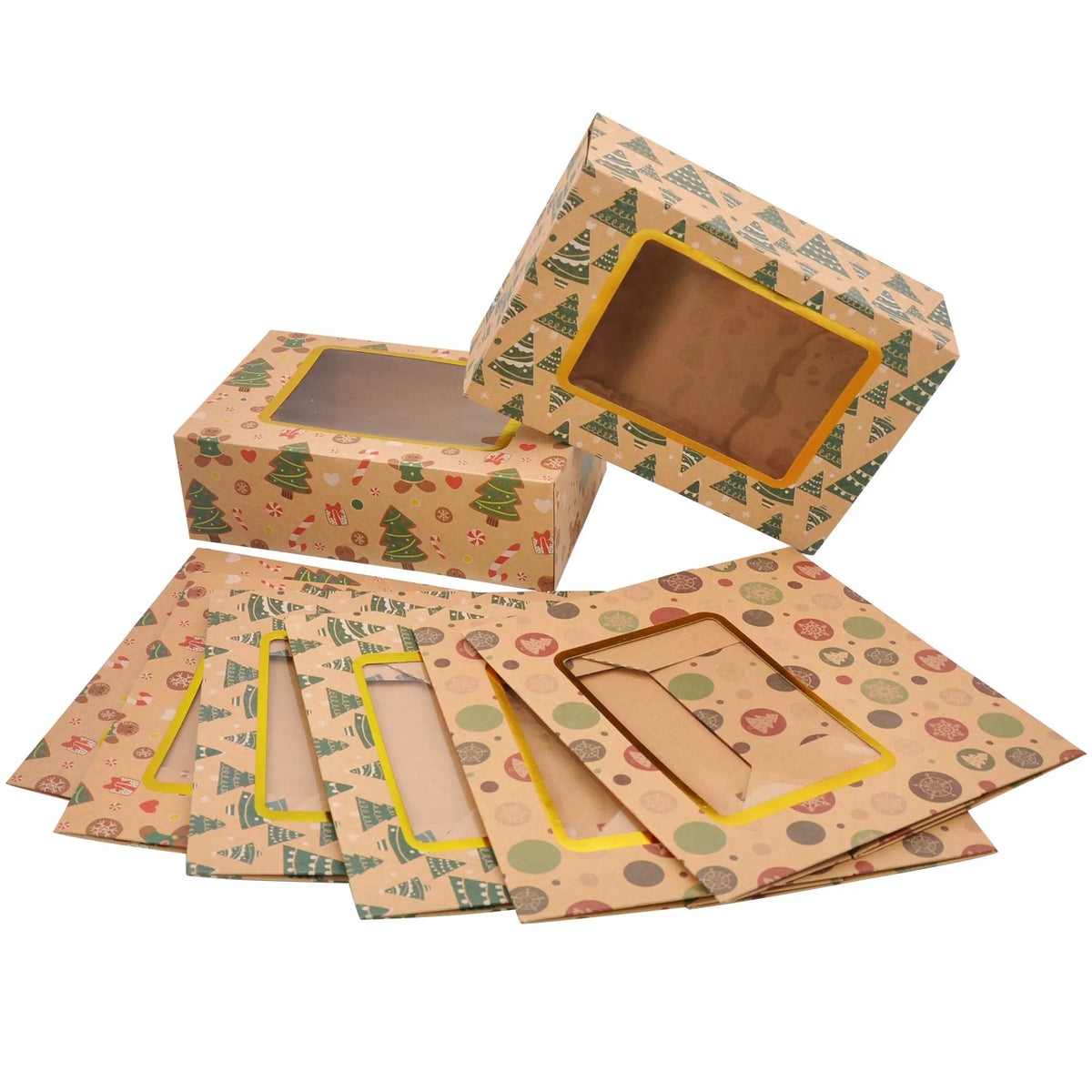 Christmas Foil Cookie Kraft Pattern Gift Box (24 Pcs)