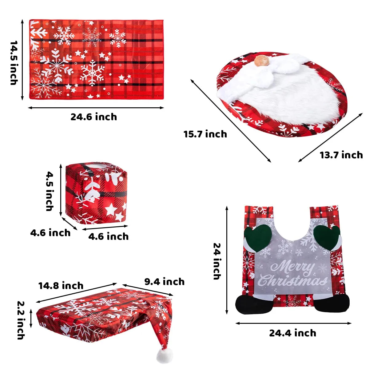 5-Pack Christmas Gnome Toilet Seat Cover