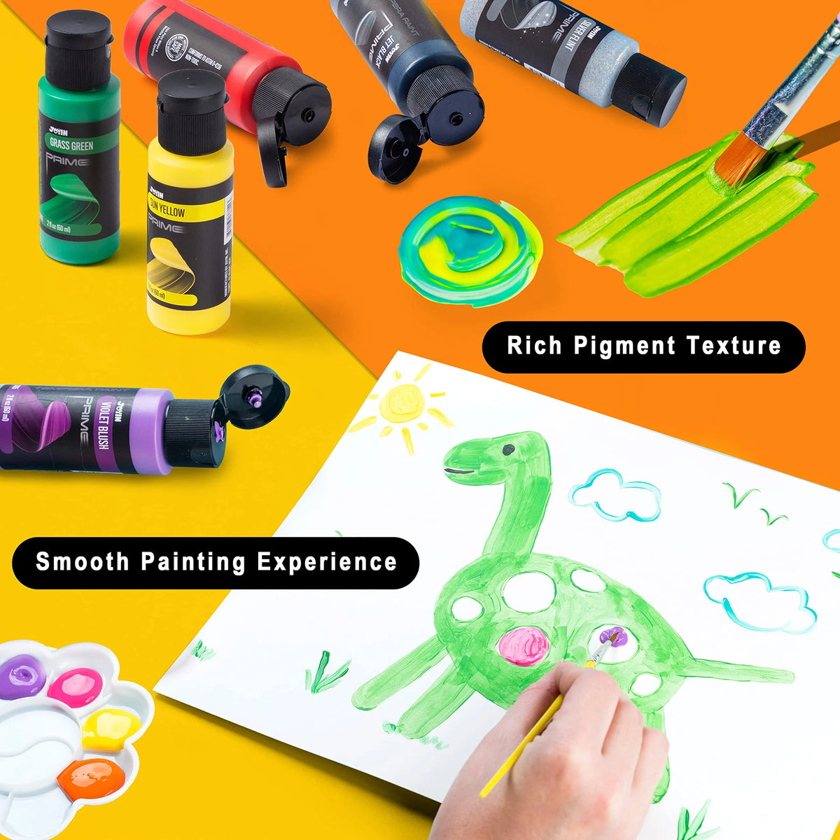 Washable Tempera Paint Set for Kids, 12 Pieces