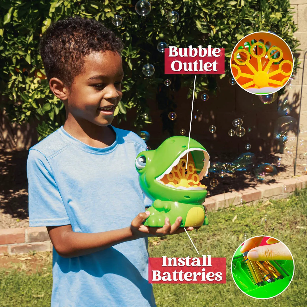 SLOOSH Green Dinosaur Bubble Machine