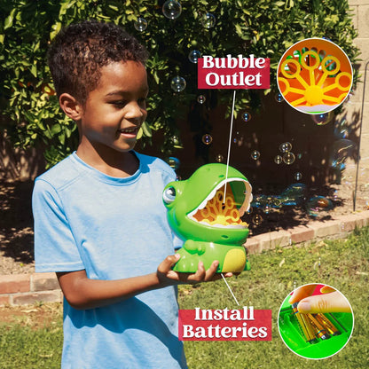 SLOOSH Green Dinosaur Bubble Machine