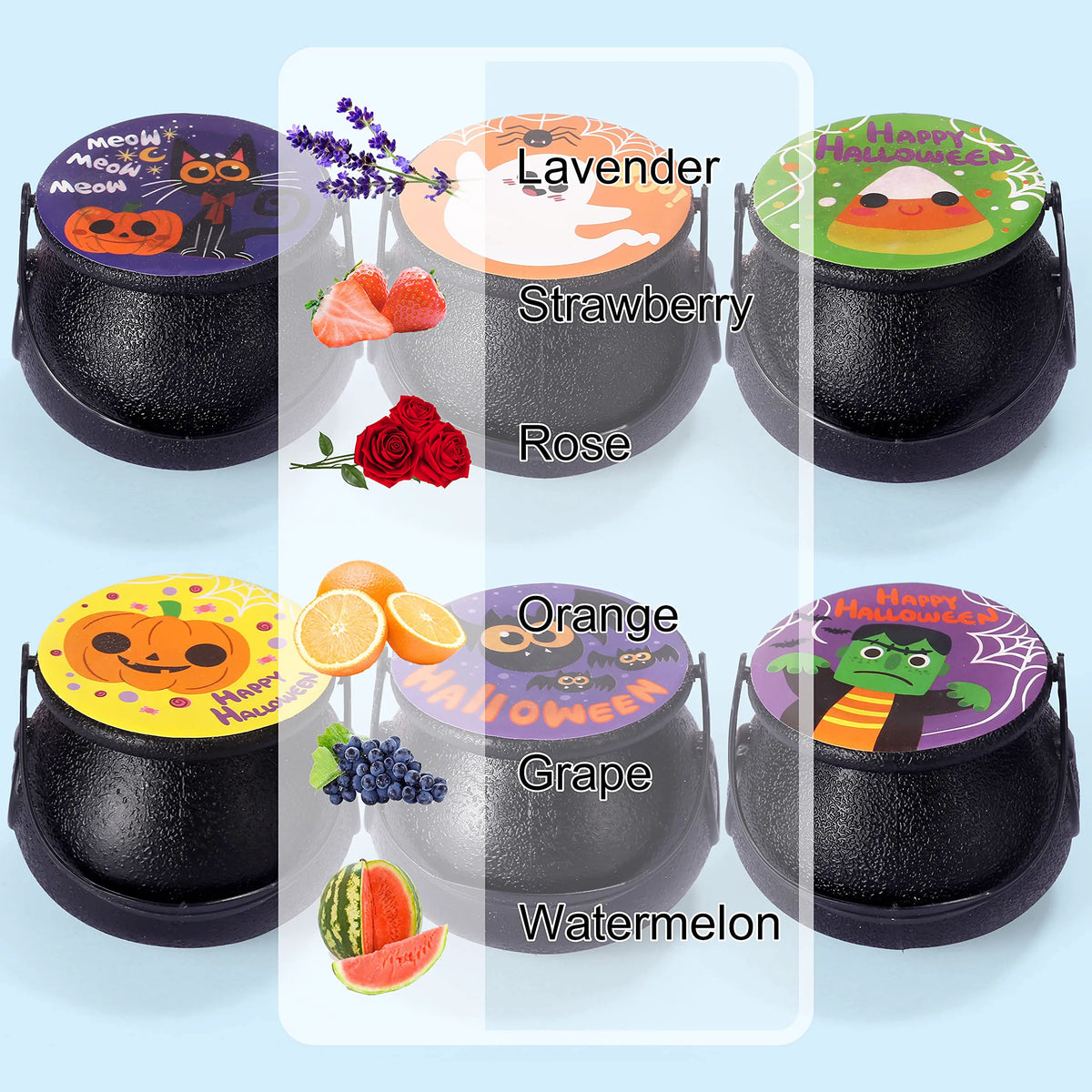 Halloween Witch Cauldron Bath Bombs (6 Pack) with Mochi Squishy
