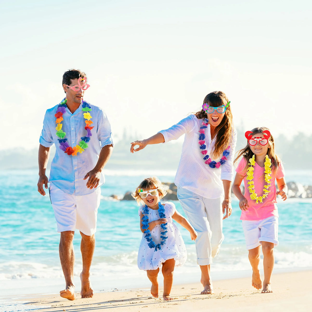 Luau Leis with Glasses, 24 Pack