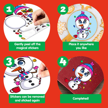 Make-a-Face Christmas Stickers, 6 Designs, 36 Pieces