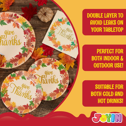 Thanksgiving Paper Plates & Napkins Set for 24 Guests