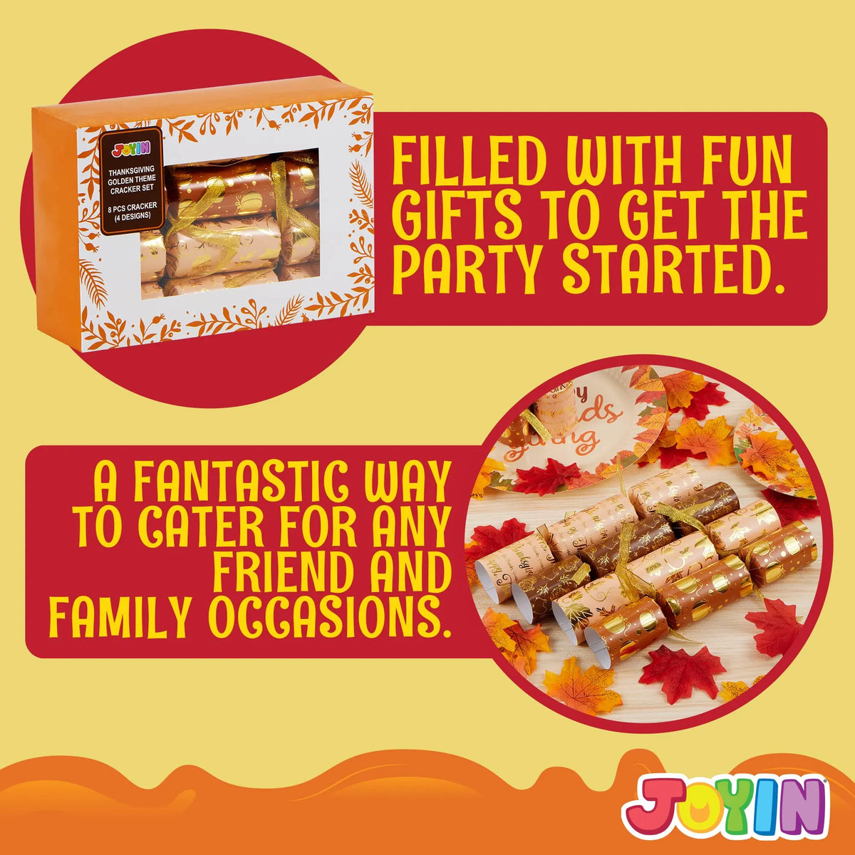 8-Piece Thanksgiving Cracker Set in Gold Theme