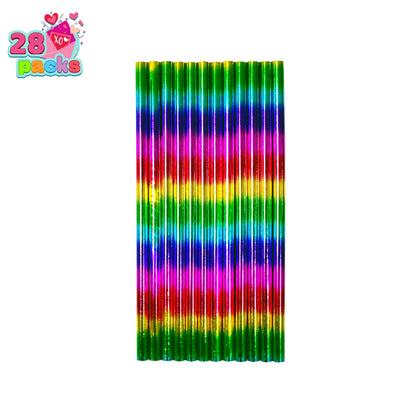 28 Rainbow Pencils with Valentine's Day Cards for Classroom Exchange