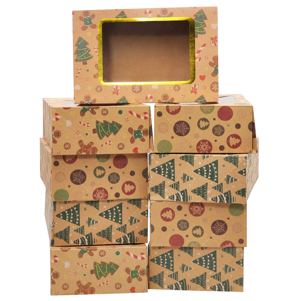 Christmas Foil Cookie Kraft Pattern Gift Box (24 Pcs)