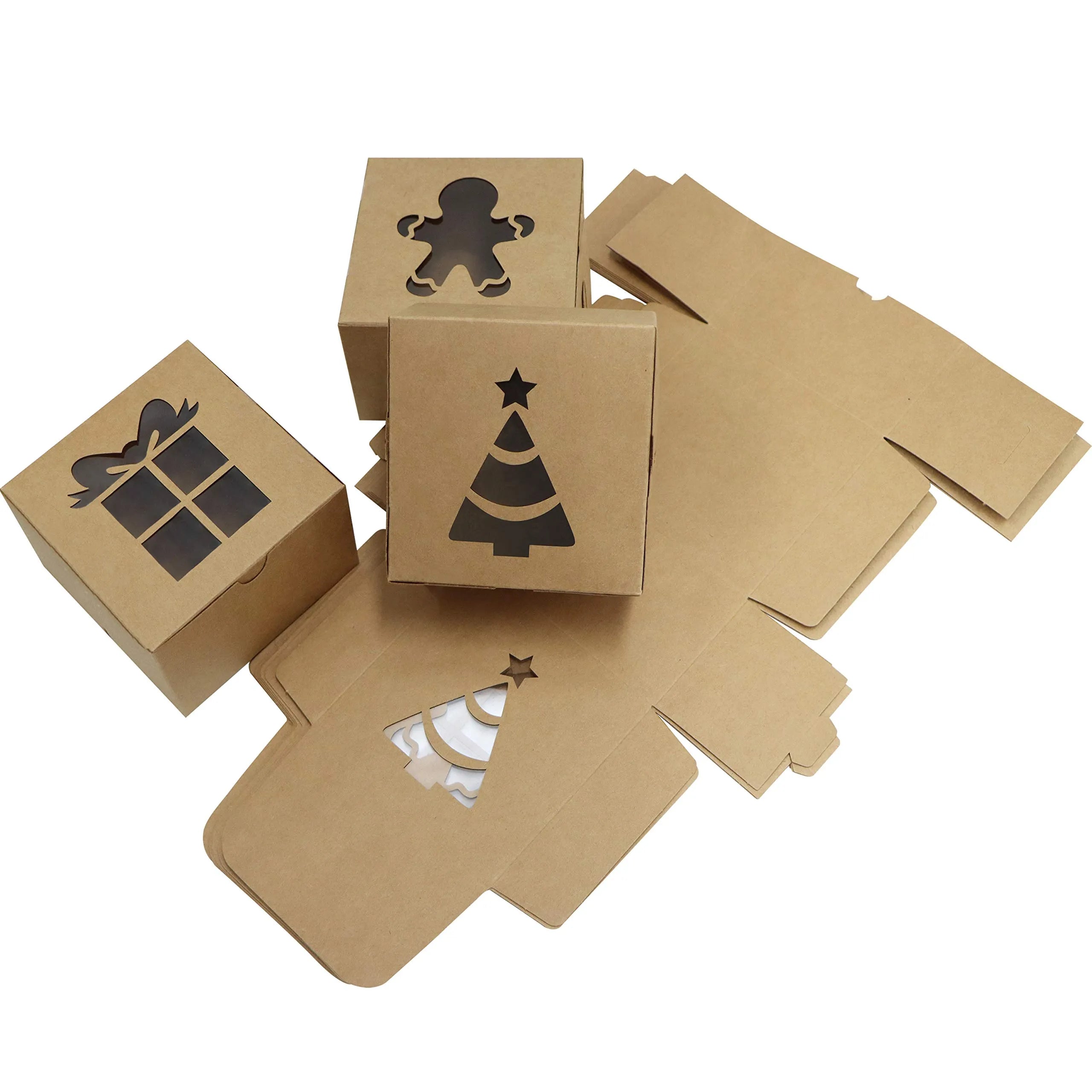 24 Kraft Cardboard Bakery Cookie Boxes