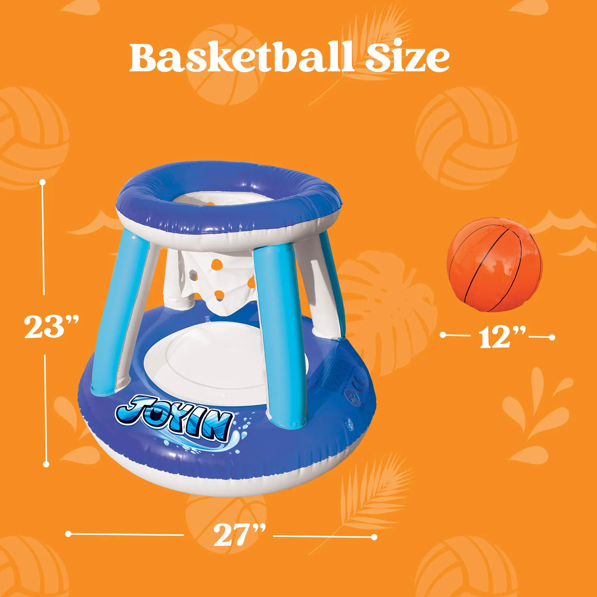 SLOOSH Inflatable Pool Float Set with Volleyball Net and Basketball Hoops, Blue