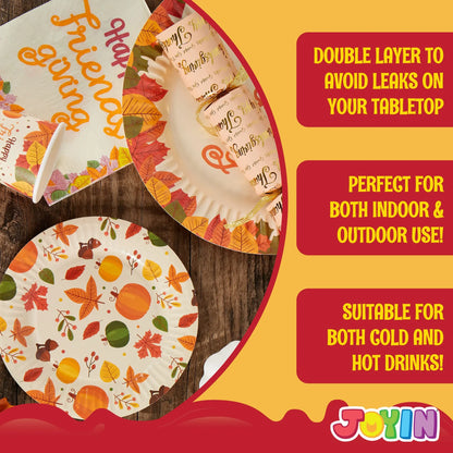 120-Piece Friendsgiving Disposable Dinnerware Set with Paper Plates and Napkins