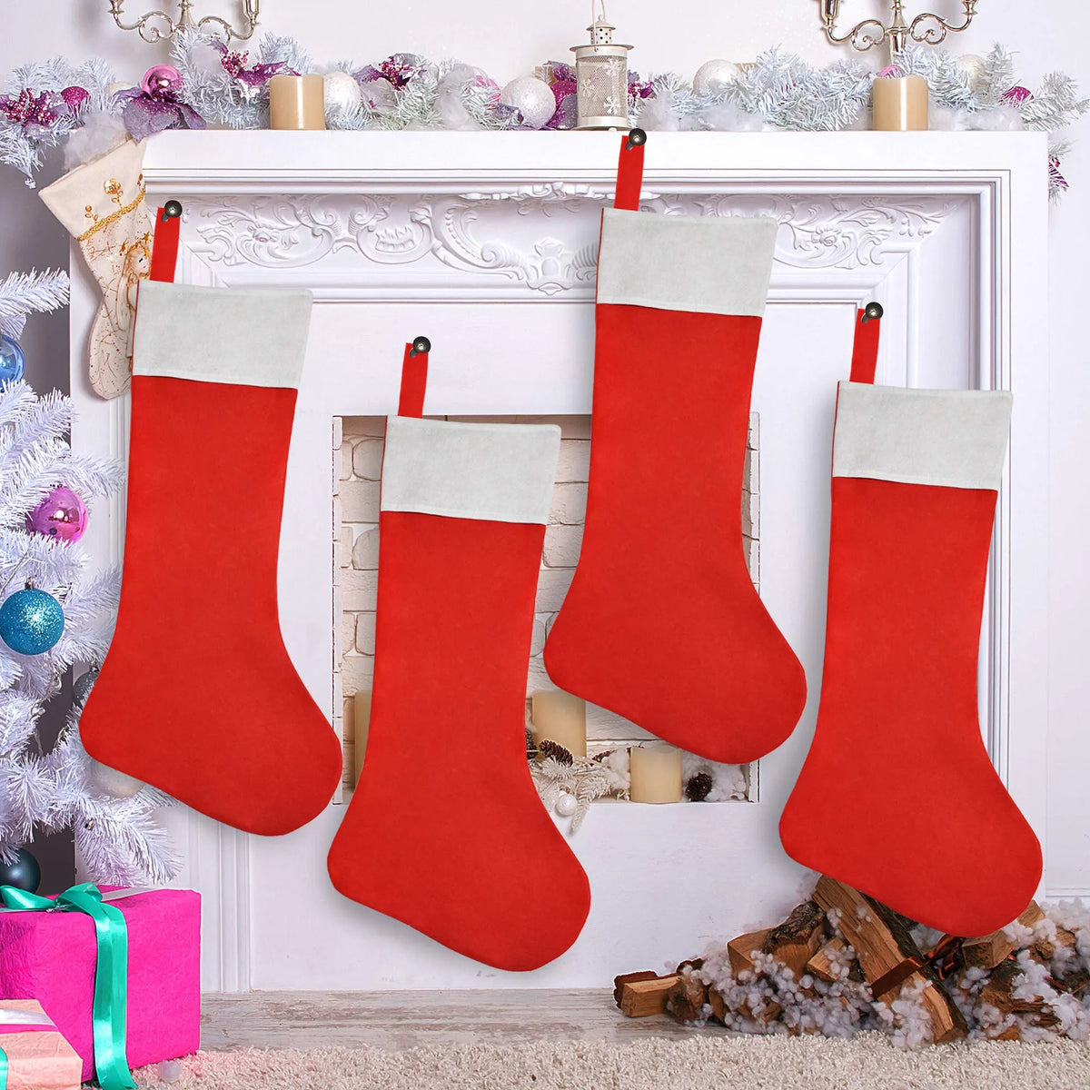 4-Piece 36-Inch Jumbo Felt Christmas Stockings