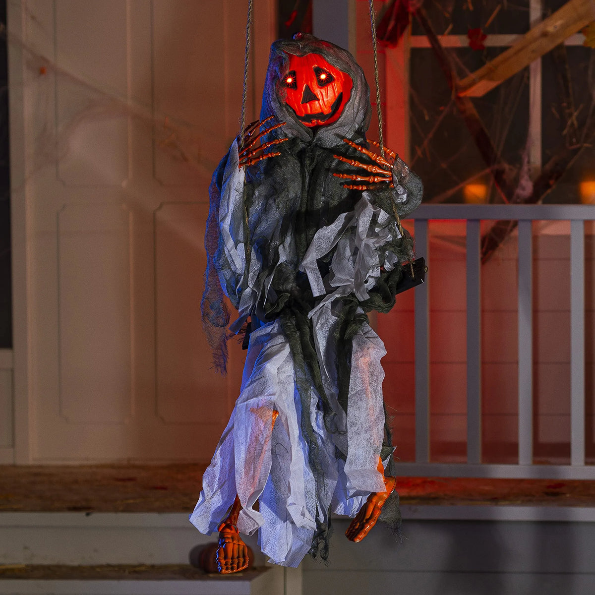 2-Pack Halloween Lighted Swinging Pumpkin & Witch