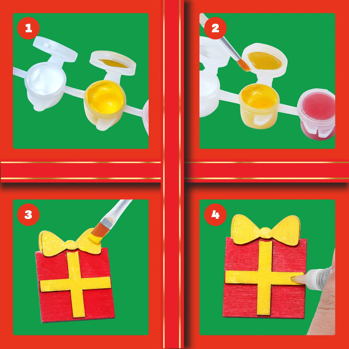 Christmas Wooden Magnet Painting Kit - Creative Arts & Crafts