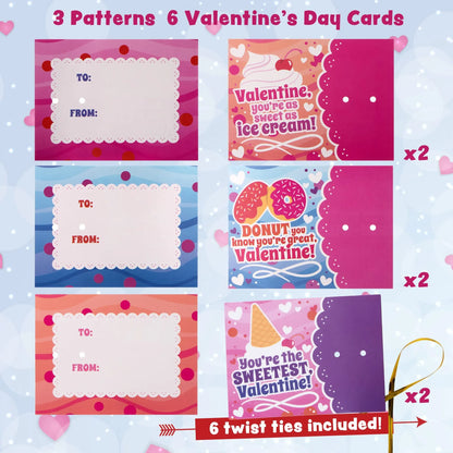 6-Pack Squishy Pens with Valentine's Day Cards for Kids - Classroom Exchange Gifts