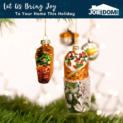 Christmas Glass Blown Ornament: Taco and Burrito Set