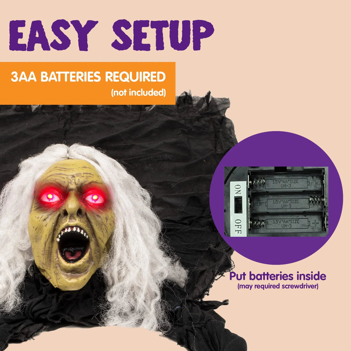 Halloween Light-Up Witch Ground Breaker Decoration