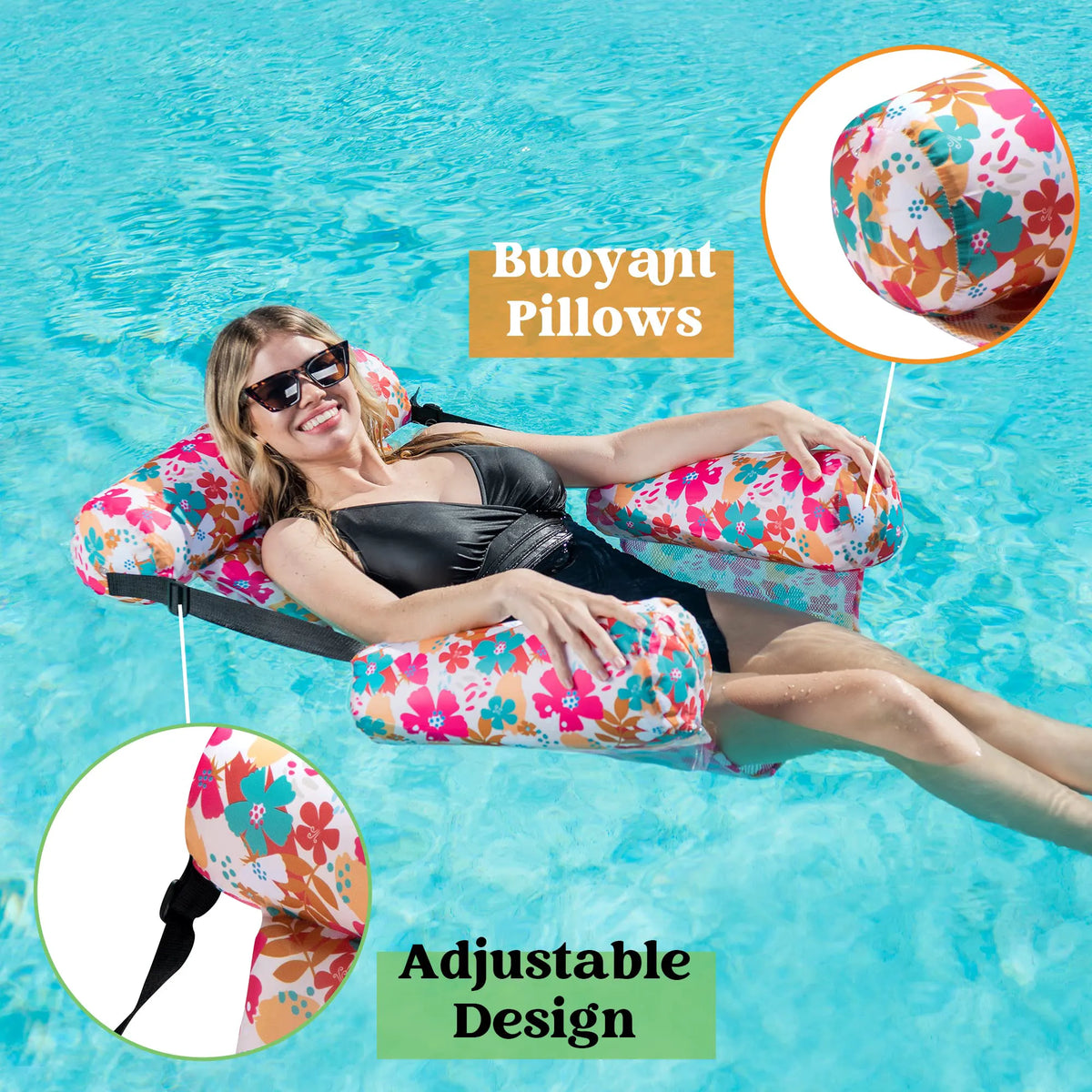 SLOOSH Flower Pattern Water Floating Chair (2-Pack)